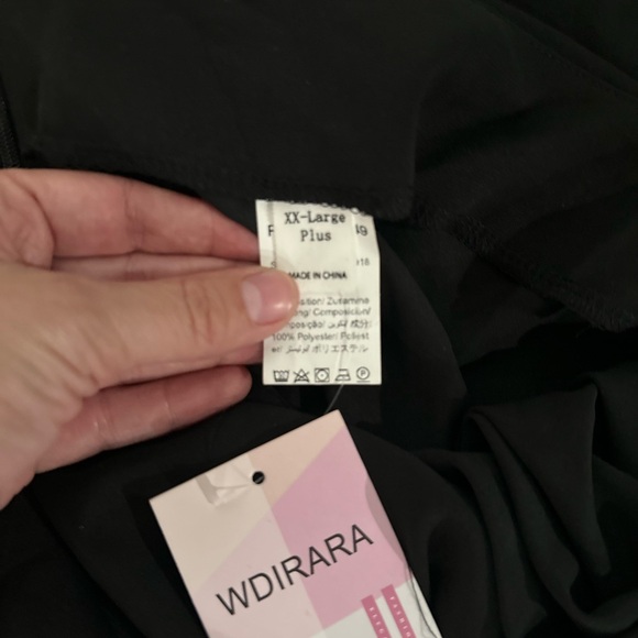 WDIRARA Women's Split Thigh Front Satin High Waist Ruched Zip Back plus size xxl - Picture 3 of 4